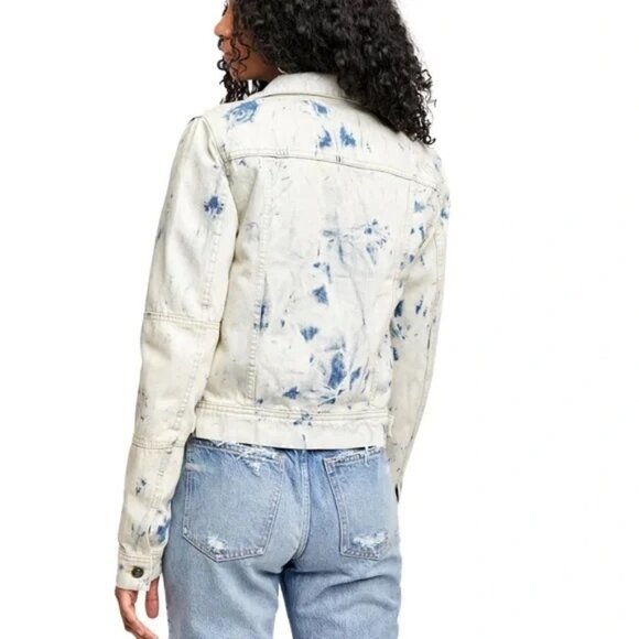 NWT Free‎ People Rumors Denim Jacket Tie Dye Blue SZ S - Picture 3 of 12